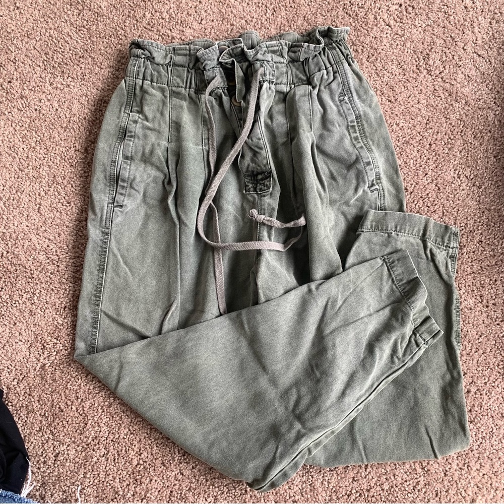 Free People Green Paper Bag Pants